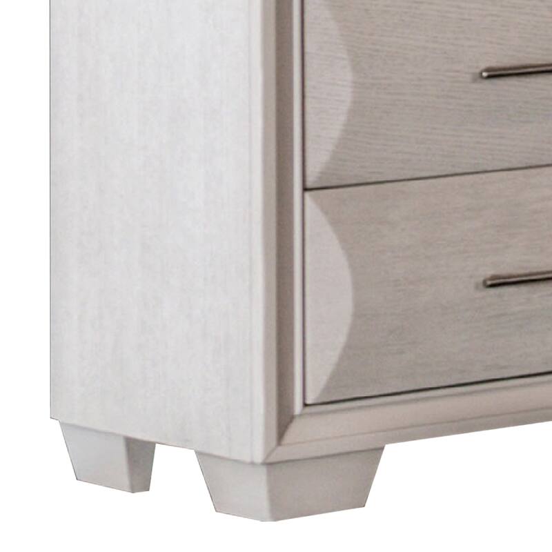 Nitz 6 Drawer Wide Dresser, White Oak Solid Wood Frame, Rose Gold Handles