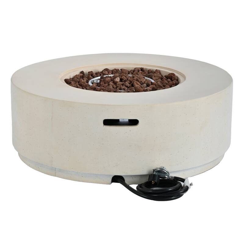 38.2" Round Outdoor Propane Fire Pit, Outside Fire Pit Table with 50000 BTU, Steel Burner, Lava Rocks, Waterproof Cover