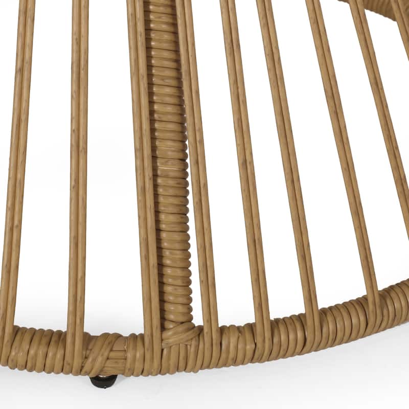 Roomfitters Boho Wicker Swivel Lounge Chair, Handwoven Rattan with Cushioned Seat, Indoor/Outdoor Accent Chair, Beige