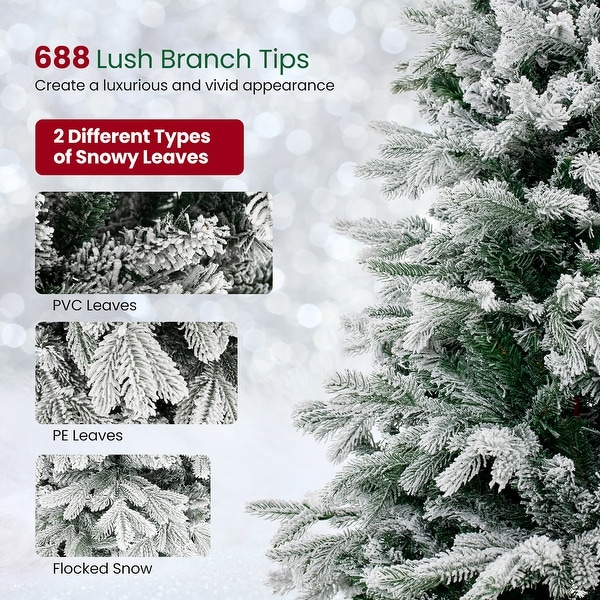 小物 snow Gymax 7.5 ft. Snow Flocked Artificial Christmas Tree Hinged