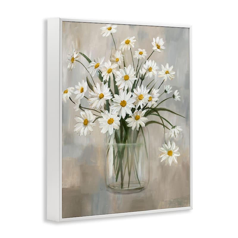 Stupell Daisy Bloom Bouquet Potted Flowers Abstract Pattern Framed Wall Art - Brown
