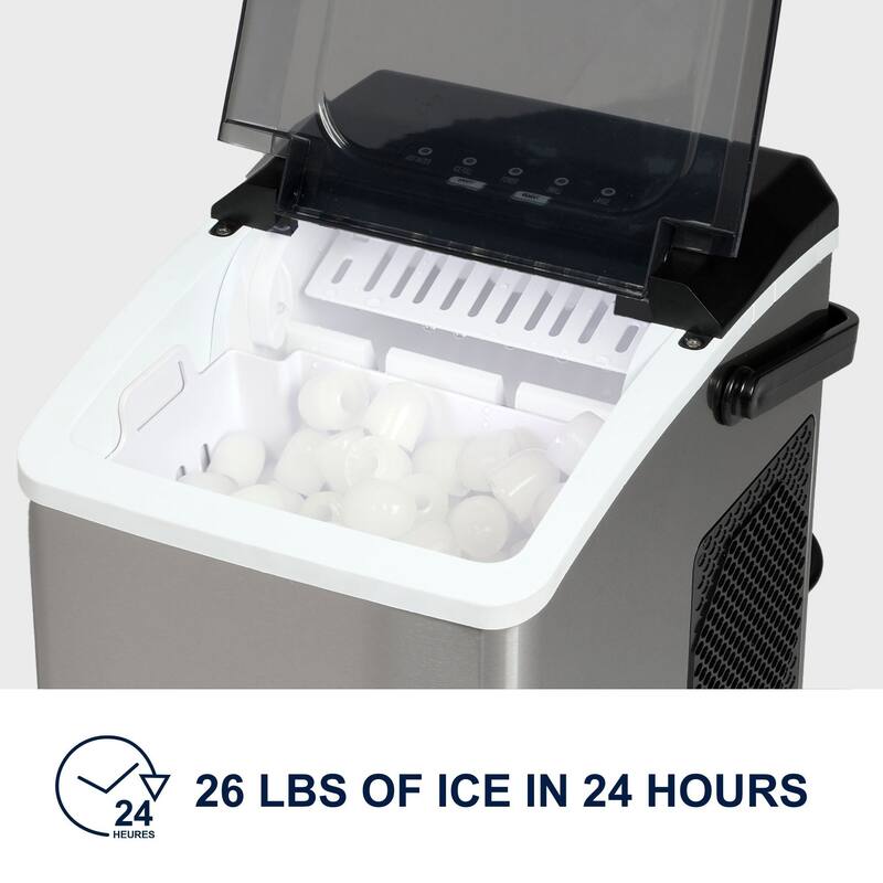 Koolatron Portable Countertop Ice Maker, 26Lbs/24Hrs, Stainless Steel