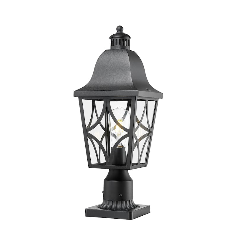16" Elegant Matte Black Outdoor Wall Lantern with Clear Glass - Waterproof Sconce for House, Garage, and Front Door Lighting