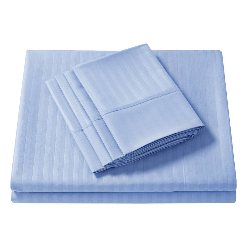 Sweet Home Collection 6 Piece Embossed Dobby Stripe Sheet Set, Double Brushed Microfiber