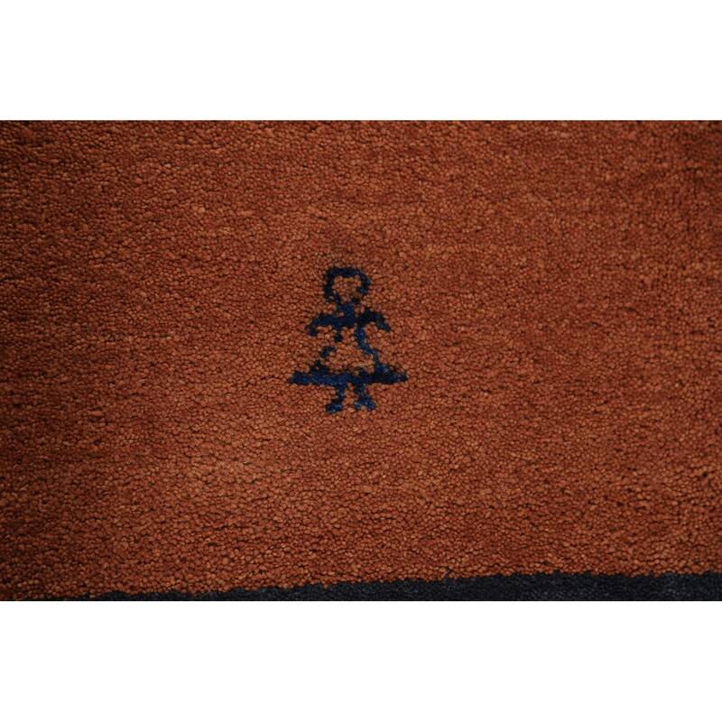 Striped Gabbeh Oriental Area Rug Hand-Knotted Wool Carpet - 6'7" x 9'6"