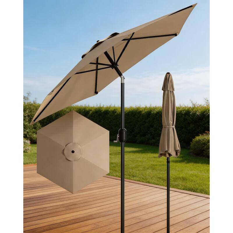 10ft Outdoor Patio Umbrella, with Crank Lift & Push Button Tilt, UV Protection Waterproof