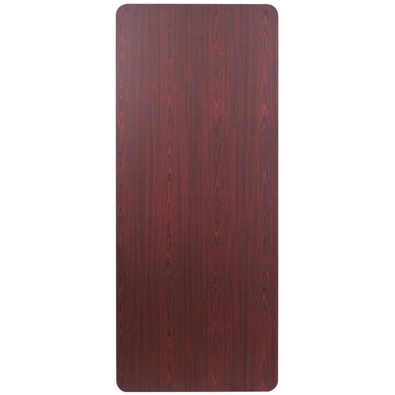 30" x 72" Rectangular Mahogany Melamine Laminate Folding Banquet Table - 30"W x 72"D x 30"H