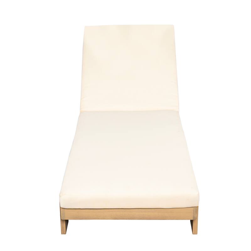 Christopher Knight Home - Iran Outdoor Patio Acacia Wood 6-Position Adjustable Chaise Lounge Set with Water-Resistant Cushion