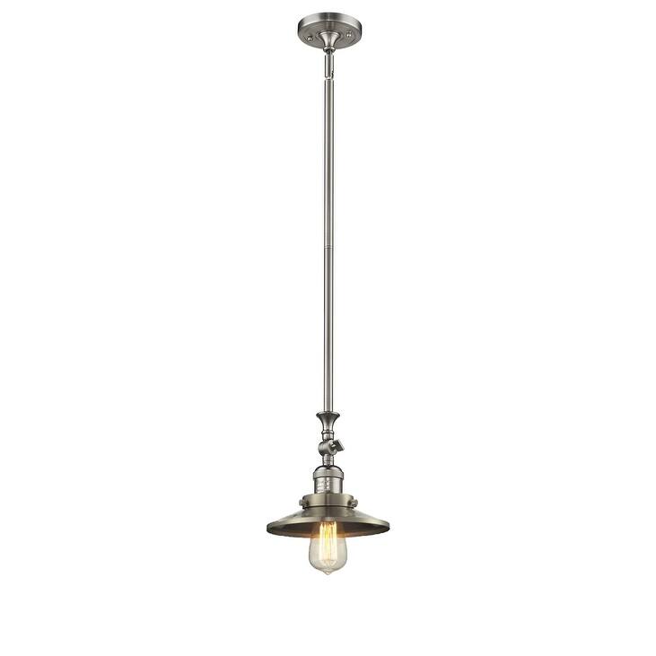 Innovations Lighting Railroad 8" Wide Adjustable Mini Pendant - Brushed Satin Nickel / Metal Shade