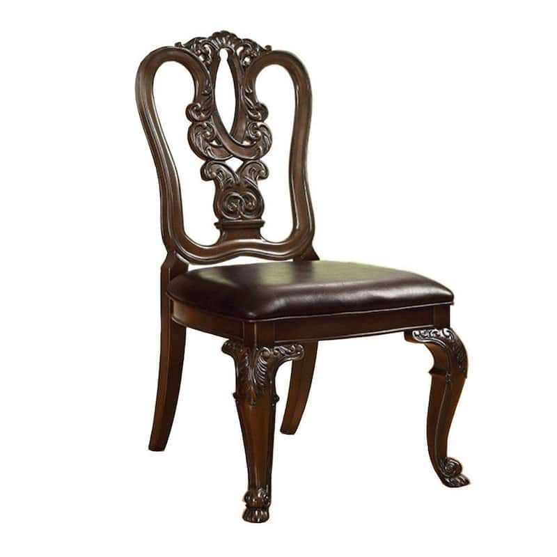 Bellagio Traditional Wooden Carving Side Chair, Set of 2 - 42.5 H x 25.5 W x 23 L Inches