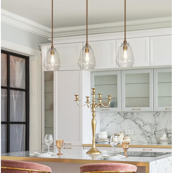 Velus Mid-century Modern Gold 1-Light Cylinder Clear Glass Single 