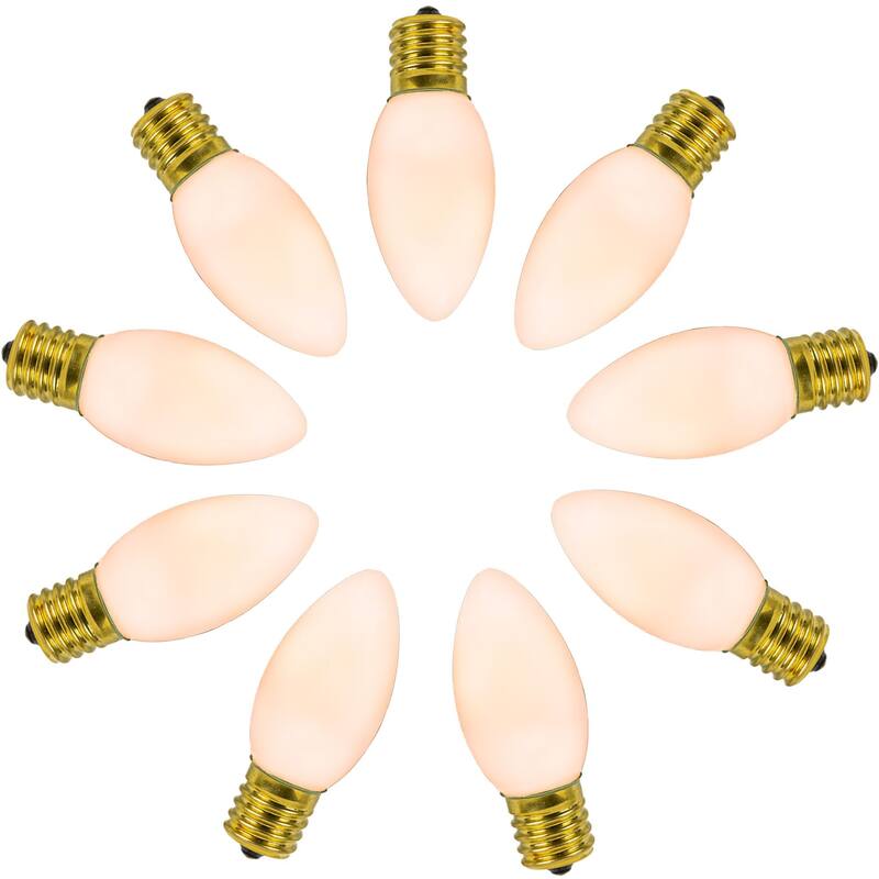 25 Pack C9 LED RetroGlo Outdoor Christmas Replacement Bulbs, C9/E17 Base - White