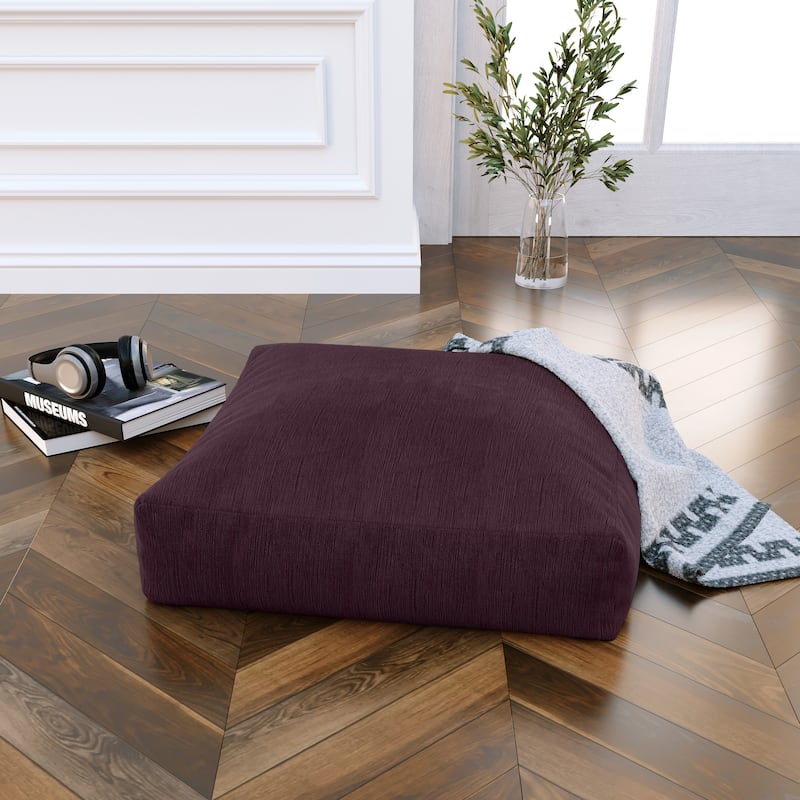 Jaxx Brio Microvelvet Floor Pillow, Meditation and Yoga Cushion - Plum