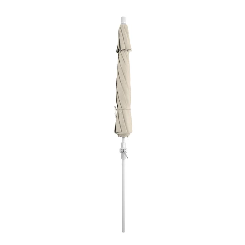California Umbrella 9' Rd Golden State Series Patio Umbrella White Aluminum Frame Crank Lift Collar Tilt Olefin Royal Blue