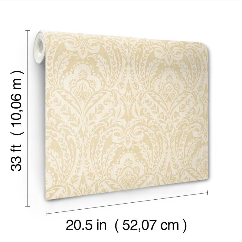 A-Street Prints Berkshire Butter Damask Wallpaper
