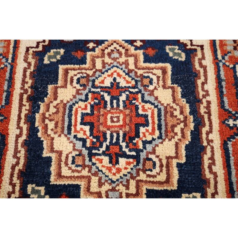 Navy Blue Heriz Serapi Accent Rug Hand-Knotted Oriental Wool Carpet - 2'0" x 3'0"