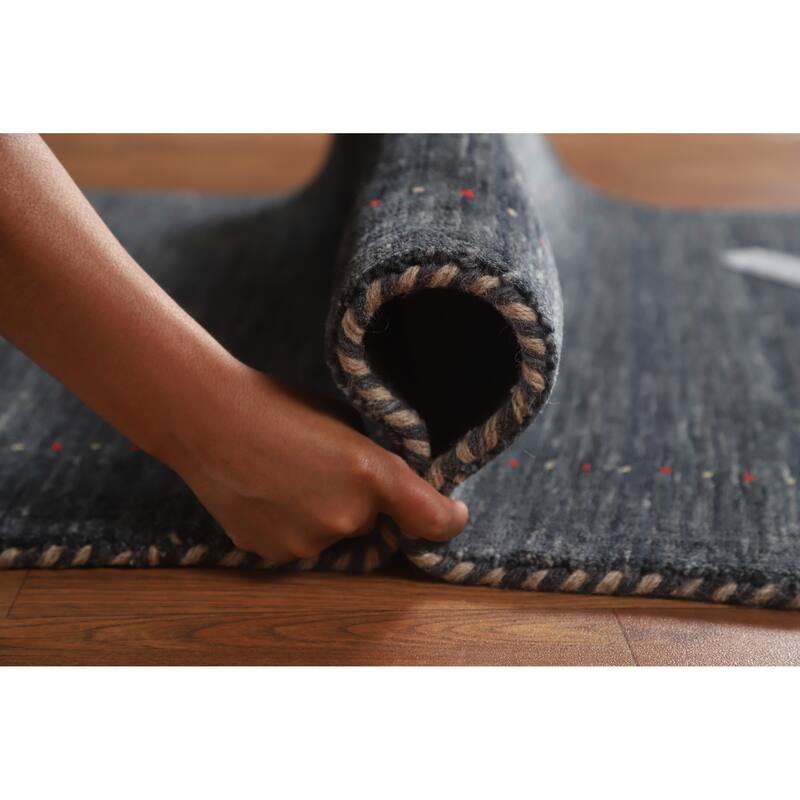 Hand Knotted Oriental 100% Wool Carpet Tribal Animal Pictorial Greys & Charcoal Gabbeh Area Rug - 4' 11'' X 3' 0''