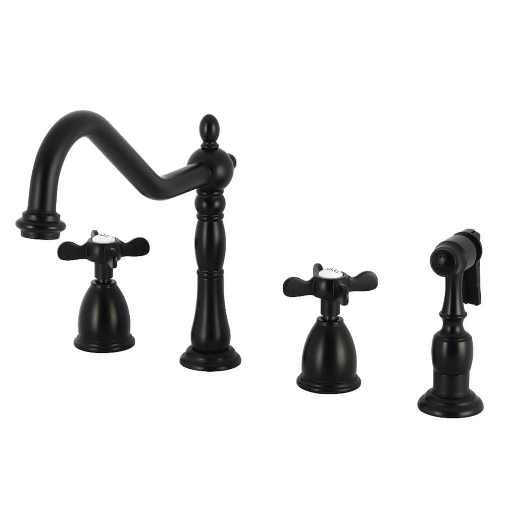 Kingston Brass Heritage Cross Kitchen Faucet with Side Spayer