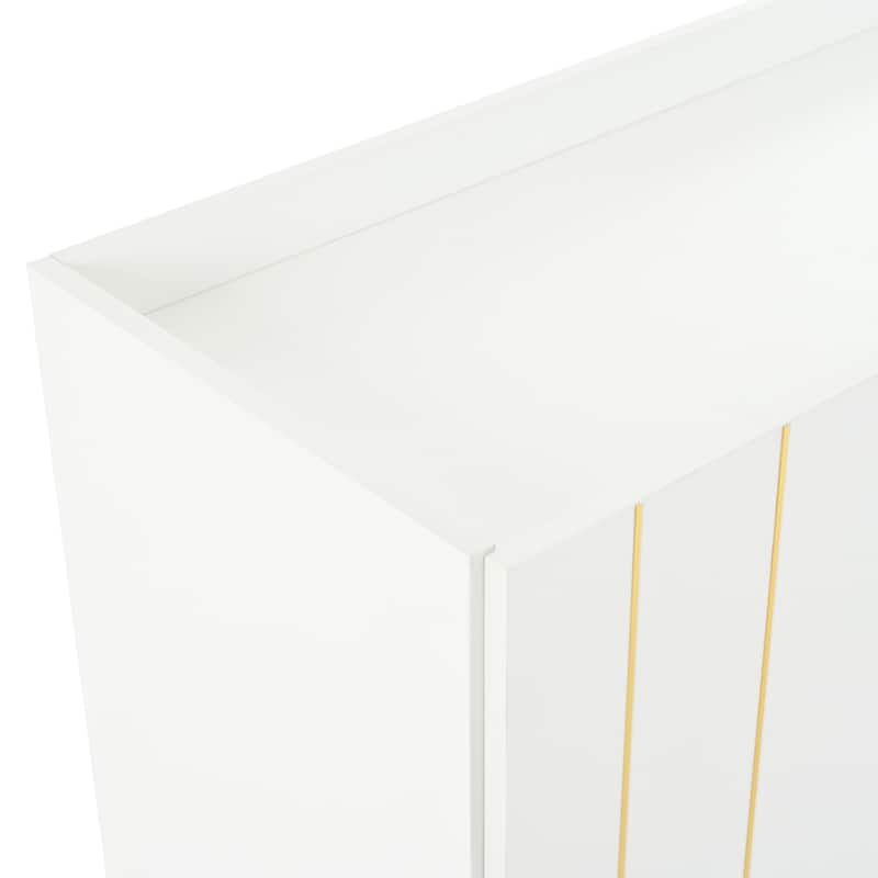 Shoe Cabinet & TV Stand - 62.9" x 31.4",5 Metal Legs,4 Adjustable Shelves,Sideboard with Gold Accent Doors,Fits TVs Up to 70"