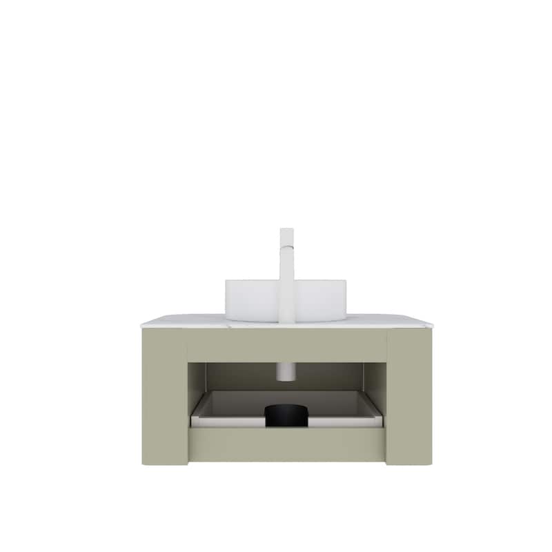 Modland Wall Mounted 24/30/36inch Bathroom Vanity Vessel Sink Combo Cabinet Vanity Set, Floating Vanity ror Bathroom