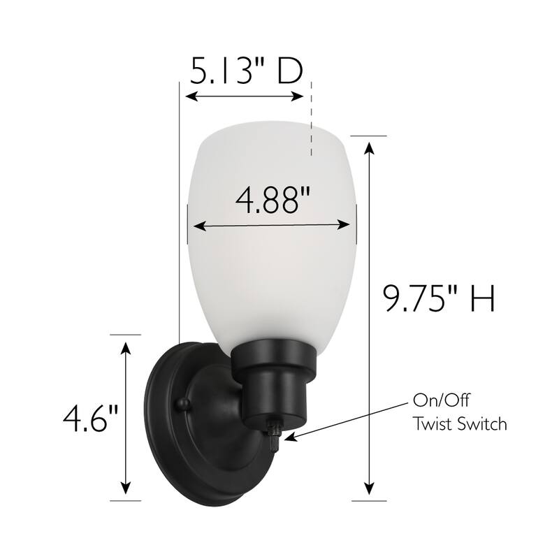 Lydia Matte Black Dimmable 1-Light Wall Sconce - Matte Black