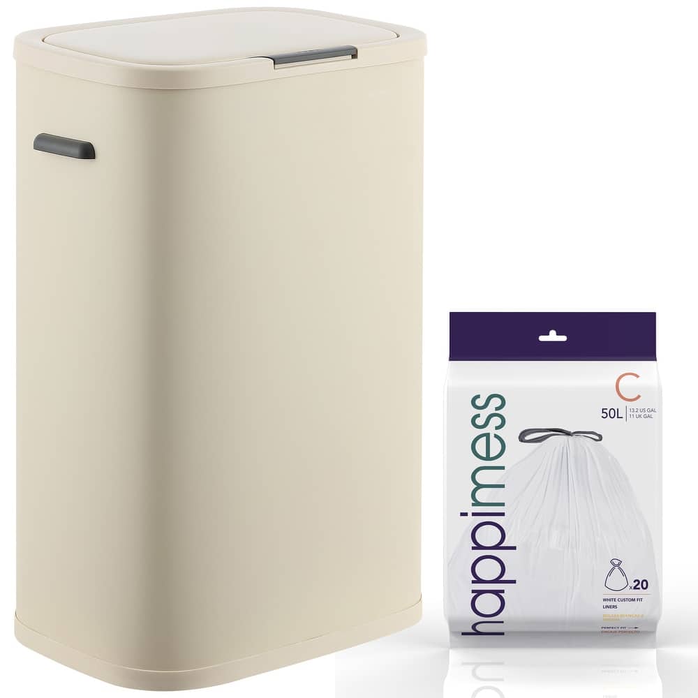 happimess Tammi Kitchen 14.5-Gallon Slim Metal Push Button Trash Can