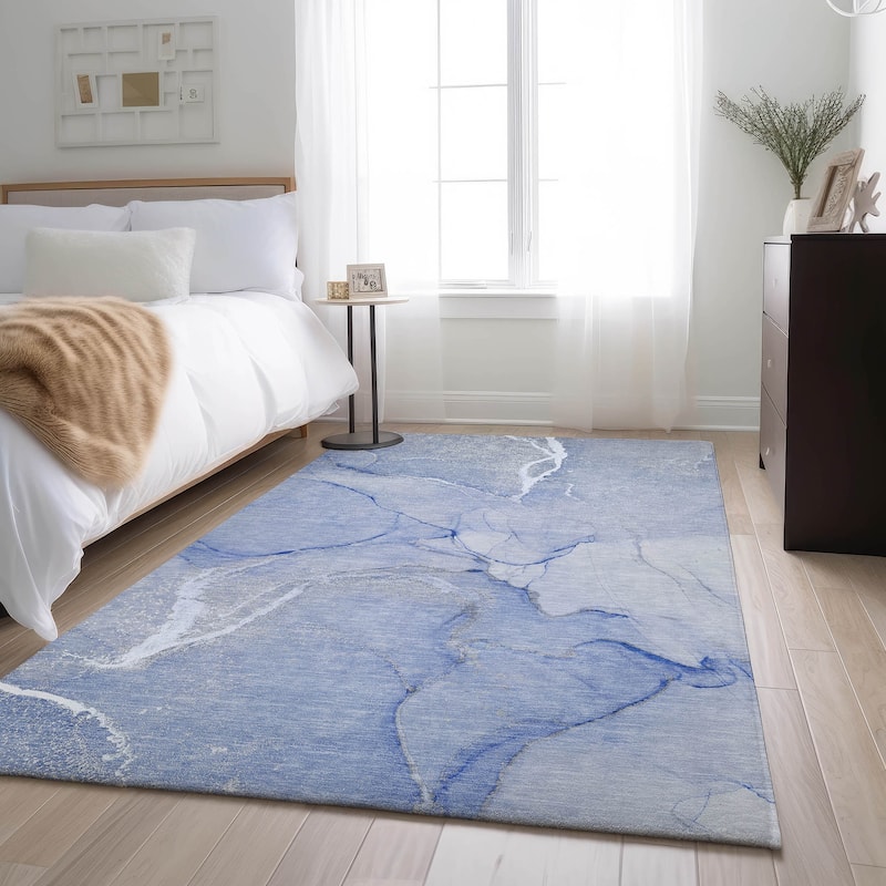 Premium Washable Super Soft Abstract Contemporary Mayfield Rug - Blue - 10' x 14' - Rectangle