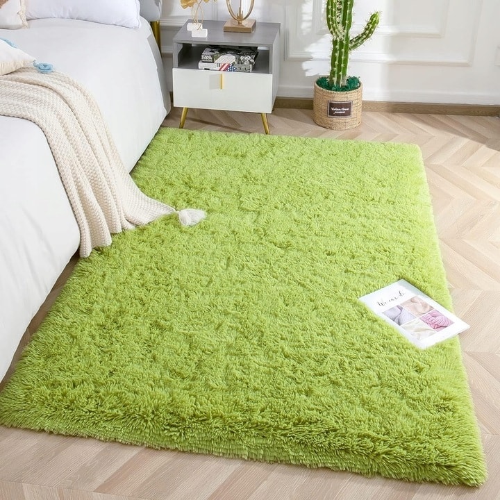 Soft Indoor Area Rug Modern Fluffy Home Carpet - 4' x 5.3'