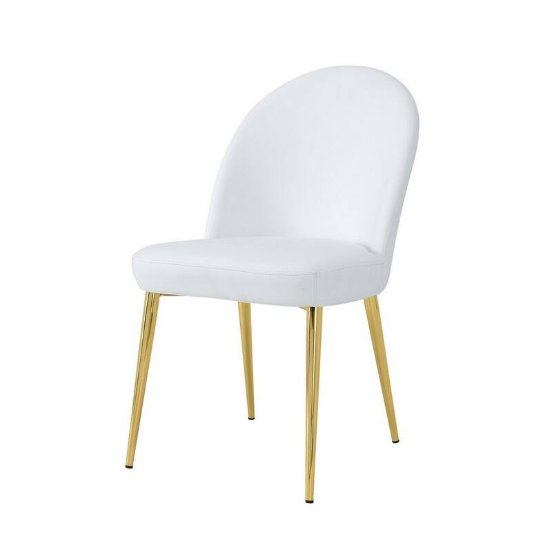 Gold/White Faux Leather Upholstered Metal Frame Dining Chair, Set of 2, Sturdy Dining Chair for Dining Rooms - 17.5