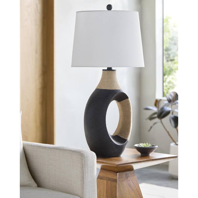 Livabliss Taiyan Modern & Contemporary Accent Table Lamp - Black/Beige