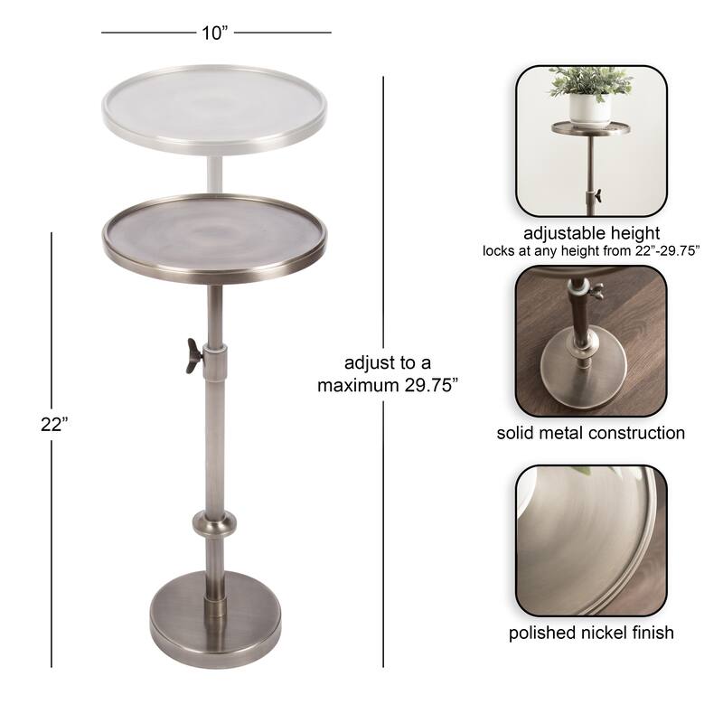 Kate and Laurel Engles Adjustable Polished Metal Table and Plant Stand