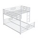 preview thumbnail 7 of 12, Elegant Twin over Full Size L-Shaped Metal Bunk Bed Solid Safety Guardrail Bed, No Box Spring Required
