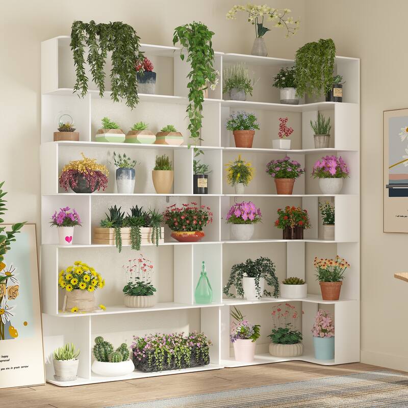 Bookshelf Wood Bookcase Free Standing Room Dividers Display Storage