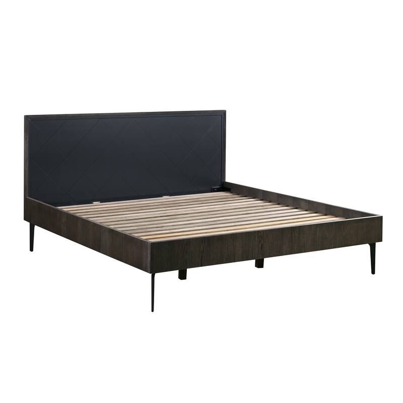 Cross Dark Gray Solid Oak King or Queen 3pc or 4pc Bedroom Set
