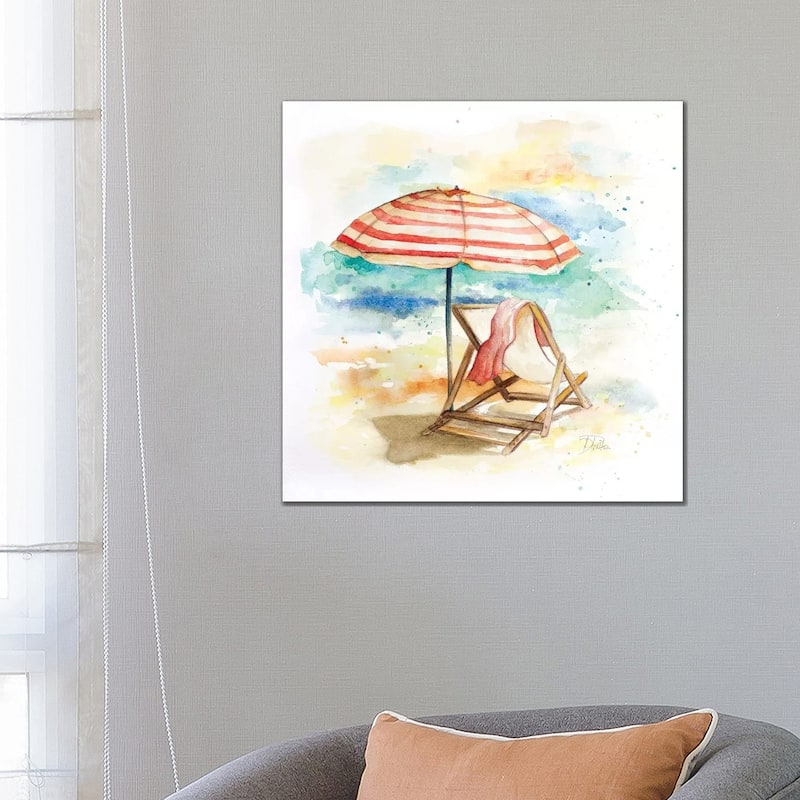 iCanvas "Umbrella on the Beach II" by Patricia Pinto Canvas Print - 26x26x1.5