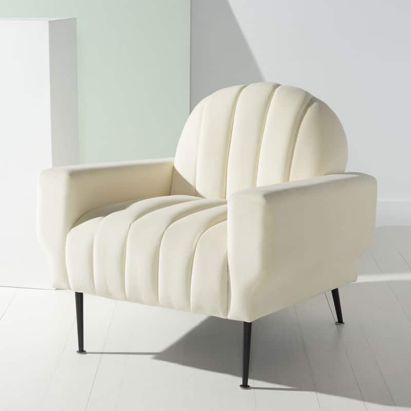 SAFAVIEH Couture Sassa Channel Tufted Accent Chair - 33" W x 34" D x 32" H - 33Wx34Dx32H