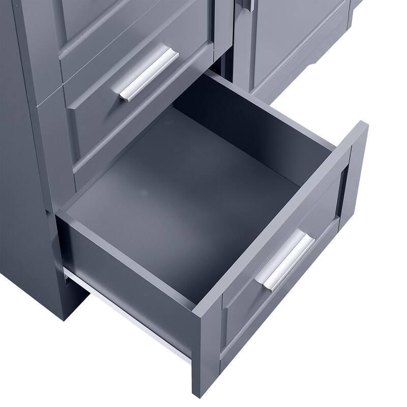 Tall and Wide Storage Cabinet with Doors,Three Drawers