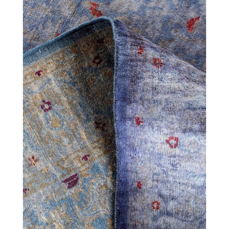 Overton Hand Knotted Wool Vintage Inspired Modern Contemporary Overdyed Purple Area Rug - 4' 2" x 6' 5"