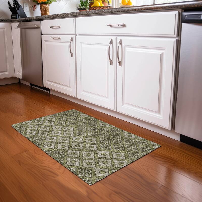 Premium Washable Super Soft Modern Cooper Mayfield Rug - Olive - 1'8" x 2'6"