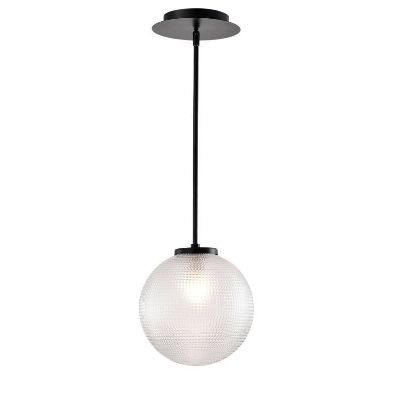 Sokix Frosted Pyramidical Glass Globe Pendant Ceiling Lamp Downrod - Matte-Black