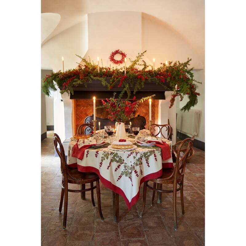 Gooseberry Square Red/ Green Cotton Tablecloth