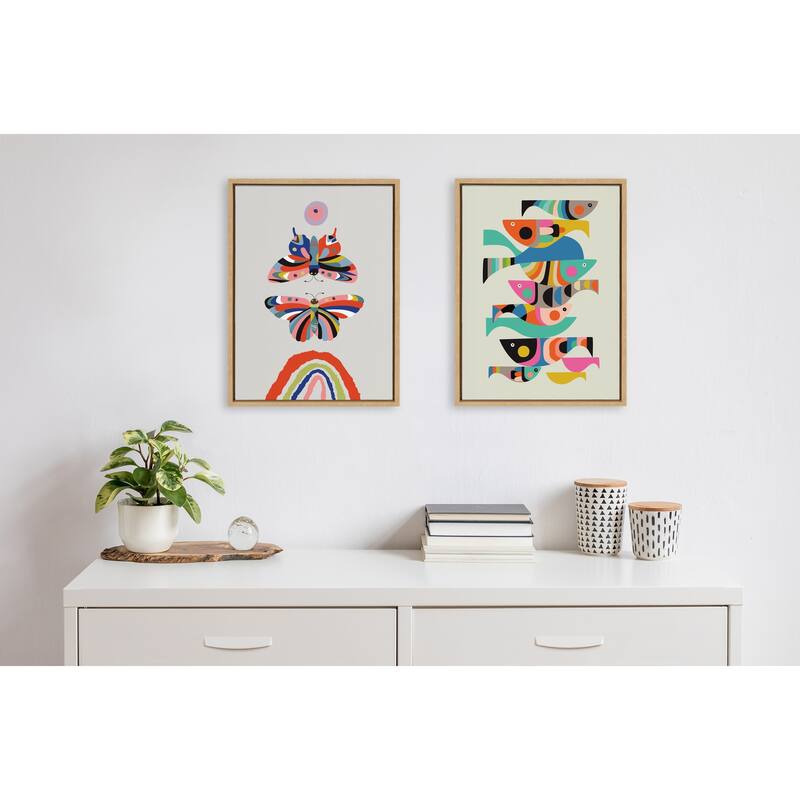 Kate and Laurel Sylvie Butterflies Framed Canvas by Rachel Lee