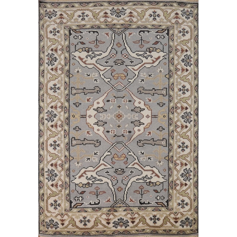 Gray Oushak Oriental Accent Rug Handmade Wool Carpet - 4'2"x 5'11"