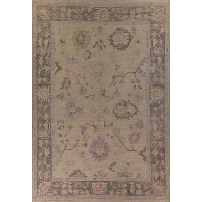 Vegetable Dye Oushak Turkish Large Area Rug Hand-Knotted Wool Carpet - 10'0" x 13'11"