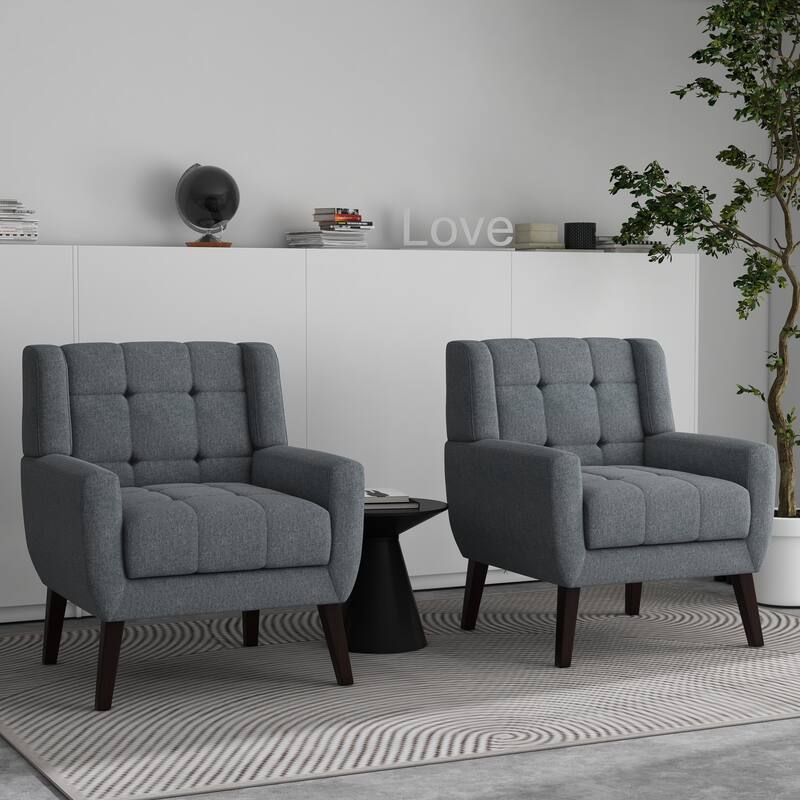 Tufted Arm Chair Upholstered Lounge Chair(Set of 2)