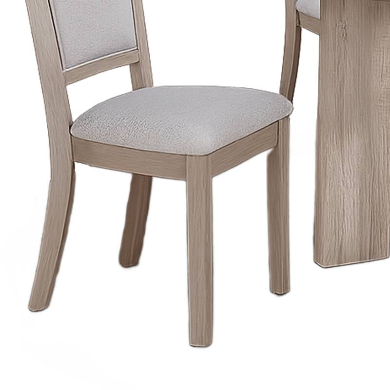 Moyo 5pc Dining Set, Light Gray, Rustic Style Gray Round Wood Top