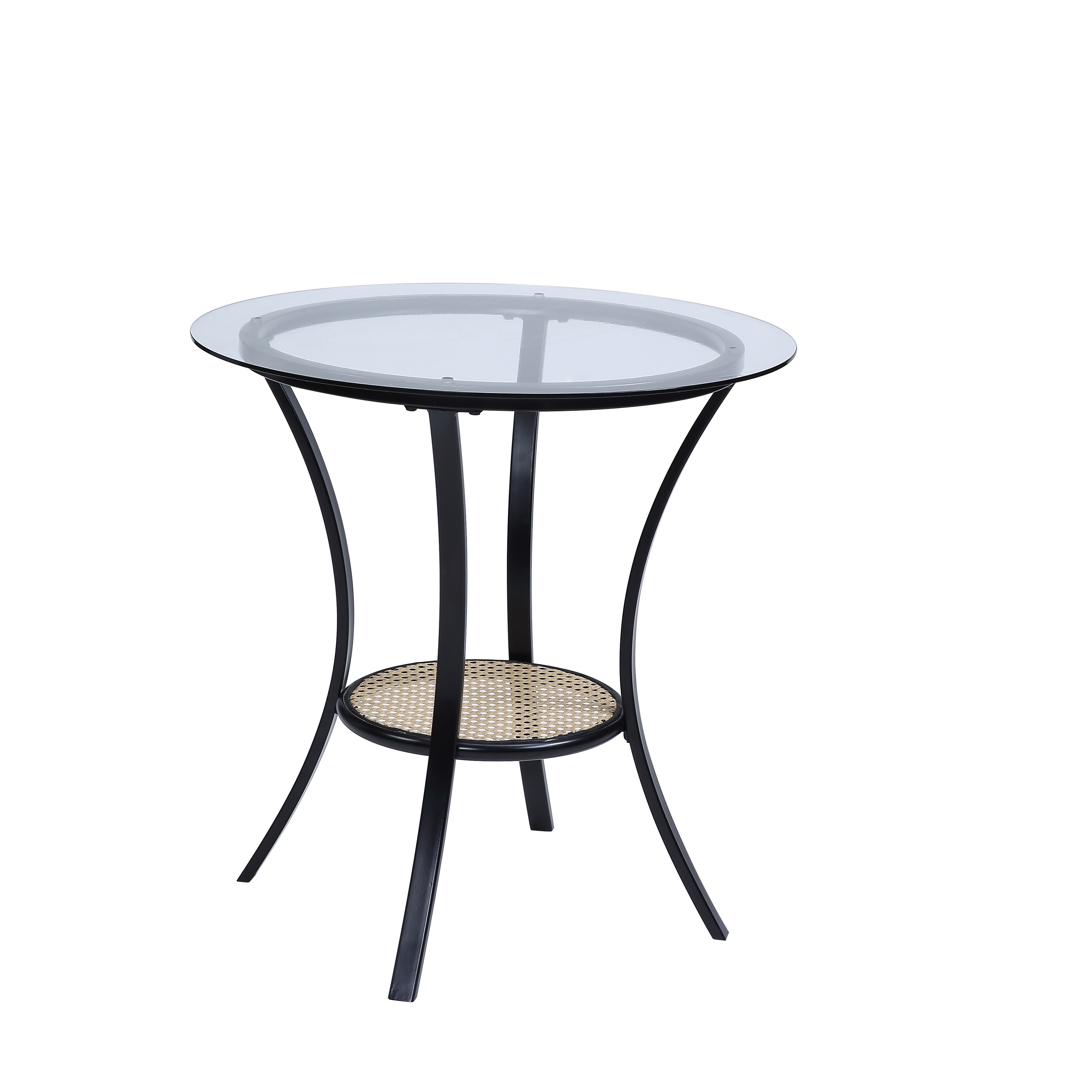 Small Dining Table Set for 2, Round Glass Dining Table with Two