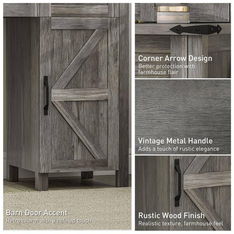 LED Dressing Table With 4 Drawers Cabinet Shelves And Stool - 42" W x 15.9" D x 54.1"H