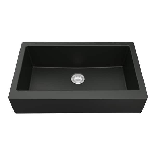 slide 41 of 67, Karran Retrofit Apron Quartz Single Bowl Kitchen Sink Black