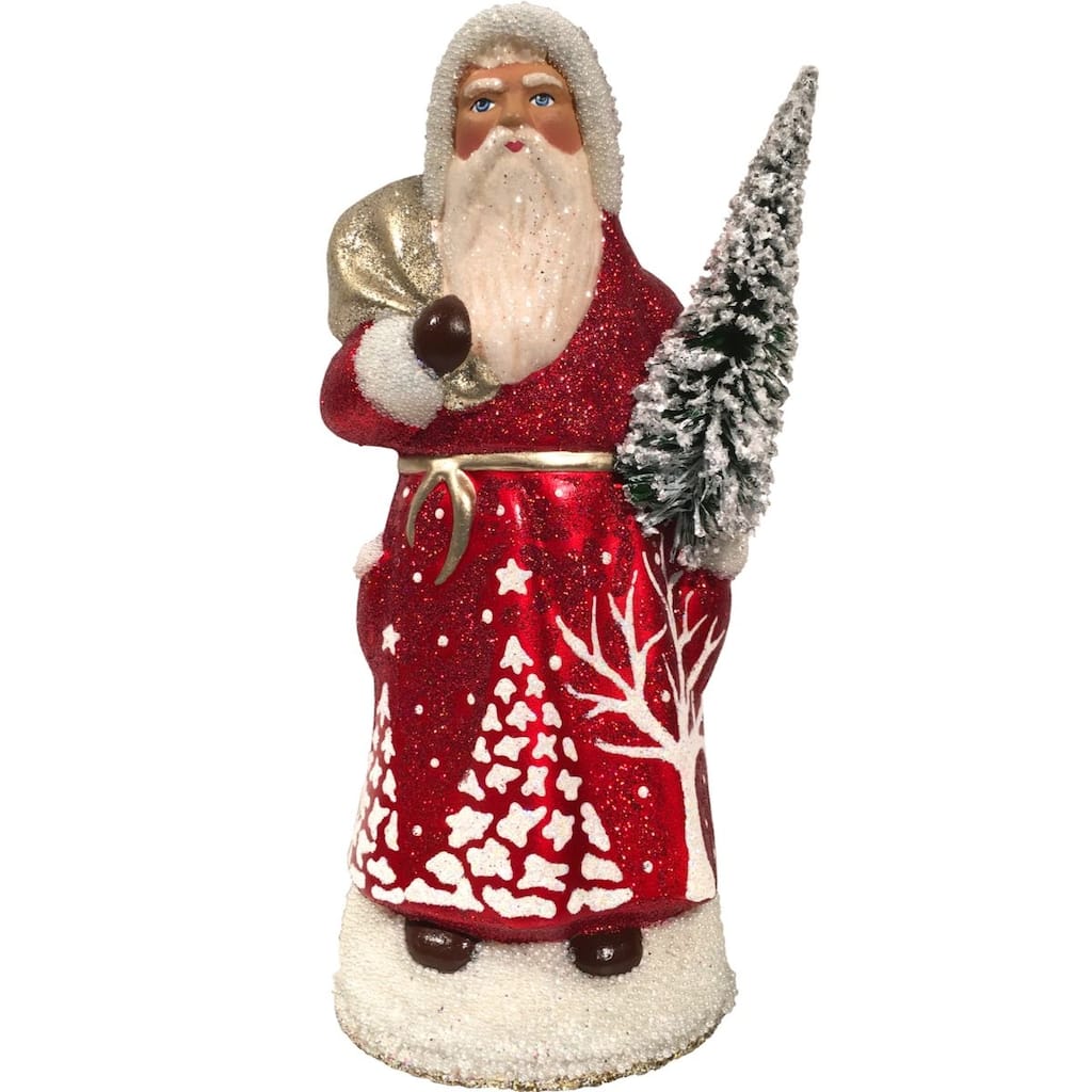 8.25" Santa Red Beaded Schaller Paper Mache Christmas Candy Container